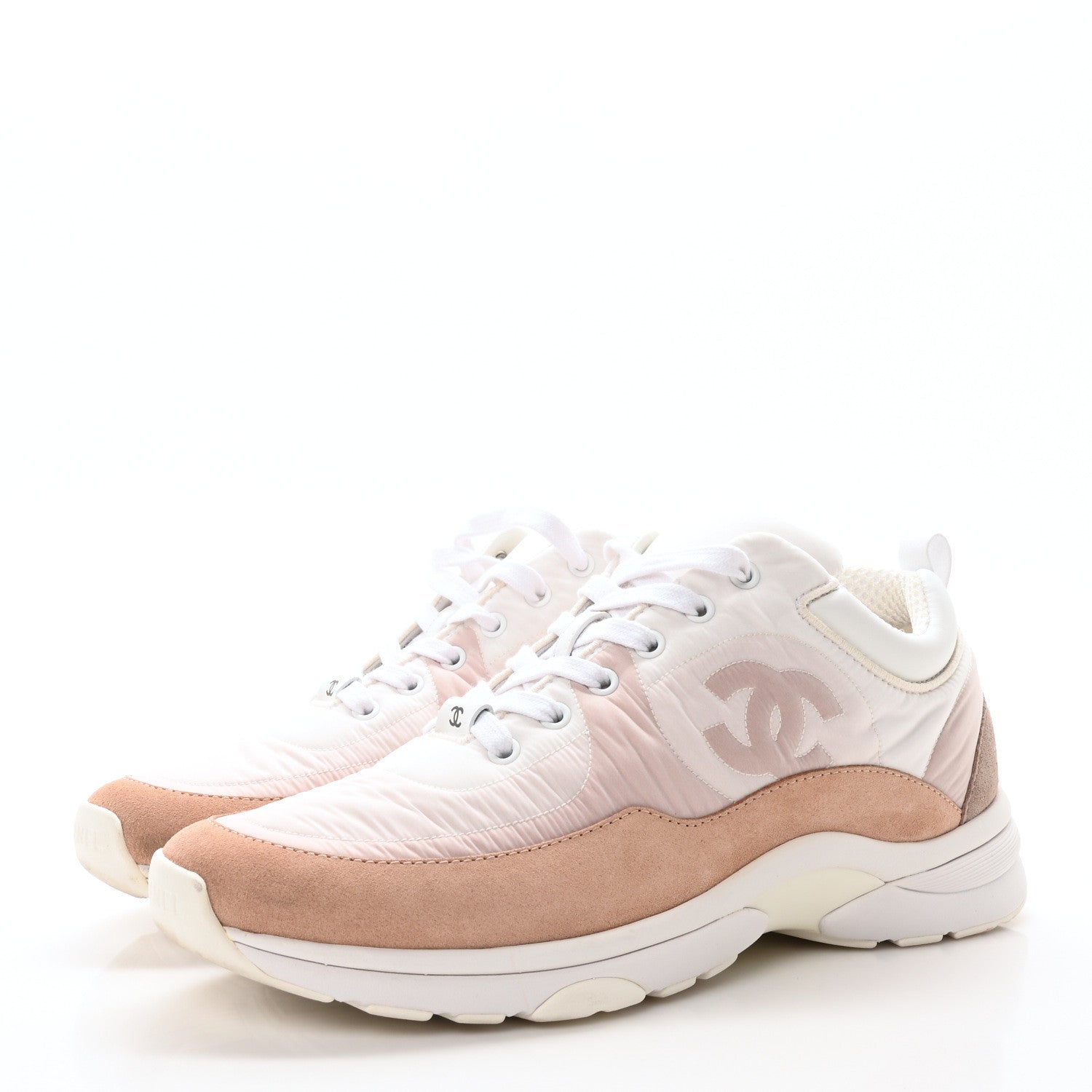 Chanel Nylon Suede Calfskin CC Sneakers 40 Pink 4 of 9