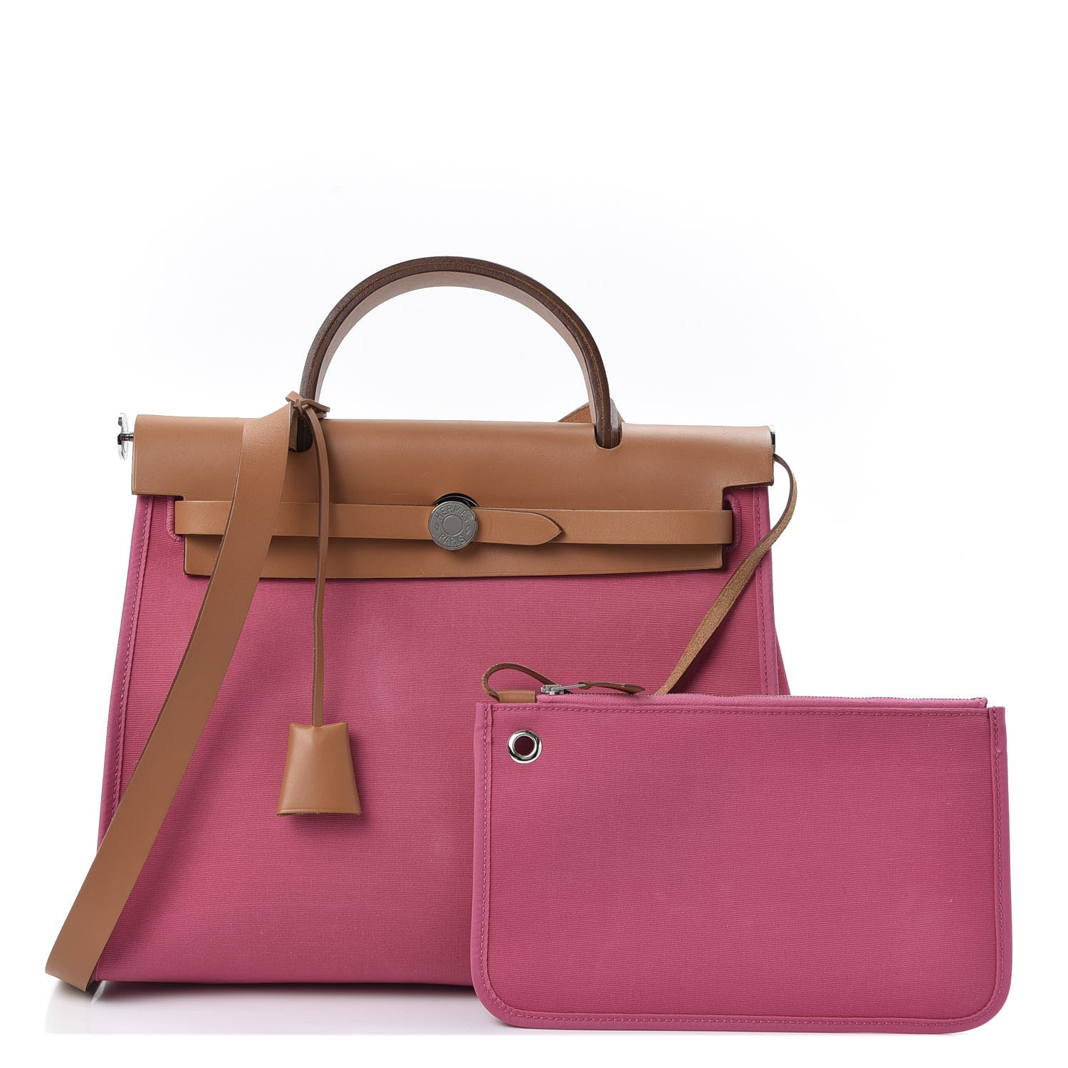 Hermes Vache Hunter Toile Herbag Zip 31 PM Rose Lipstick 1 of 11