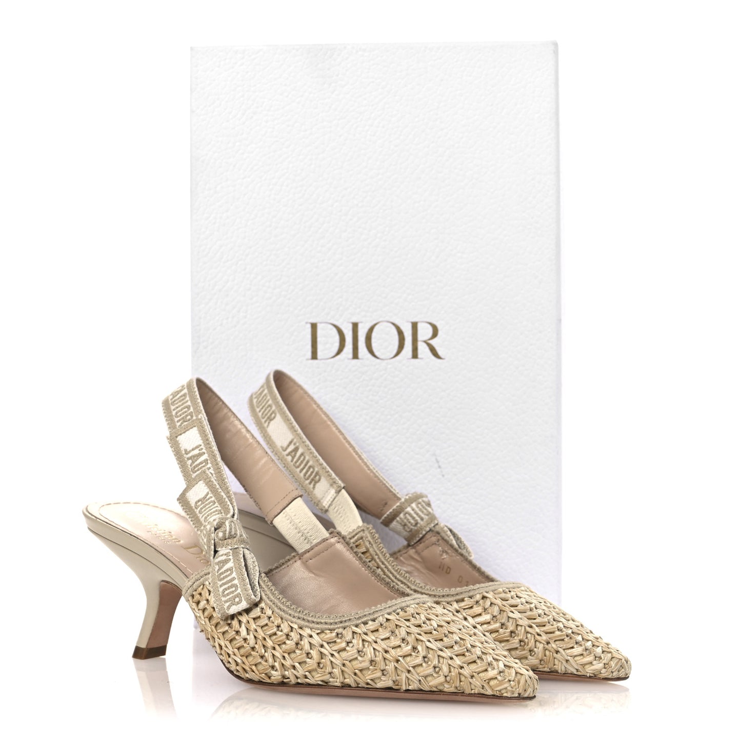 Raffia Embroidered J'Adior Slingback 65mm Pumps 36 Taupe