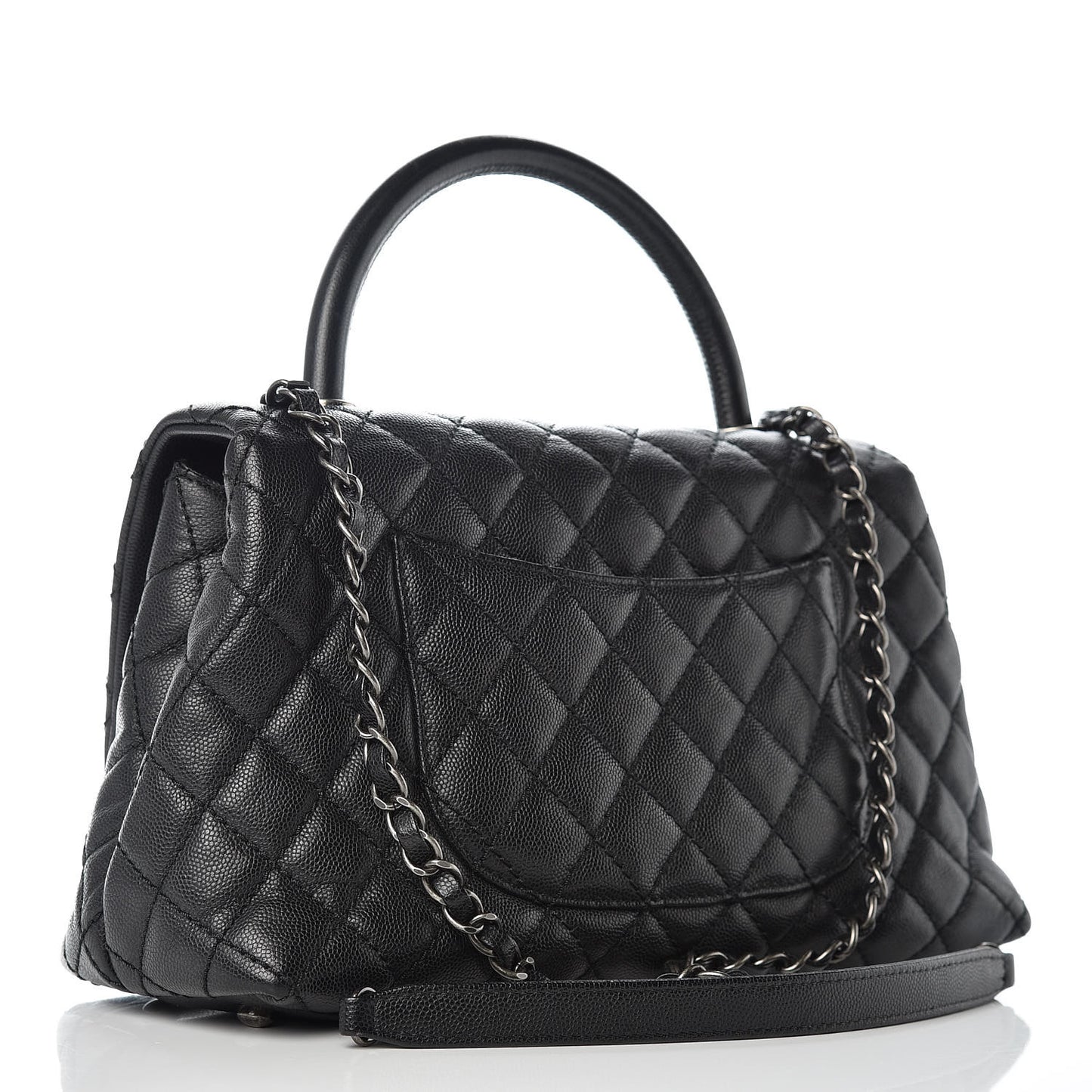 Caviar Quilted Small Coco Handle Flap Black