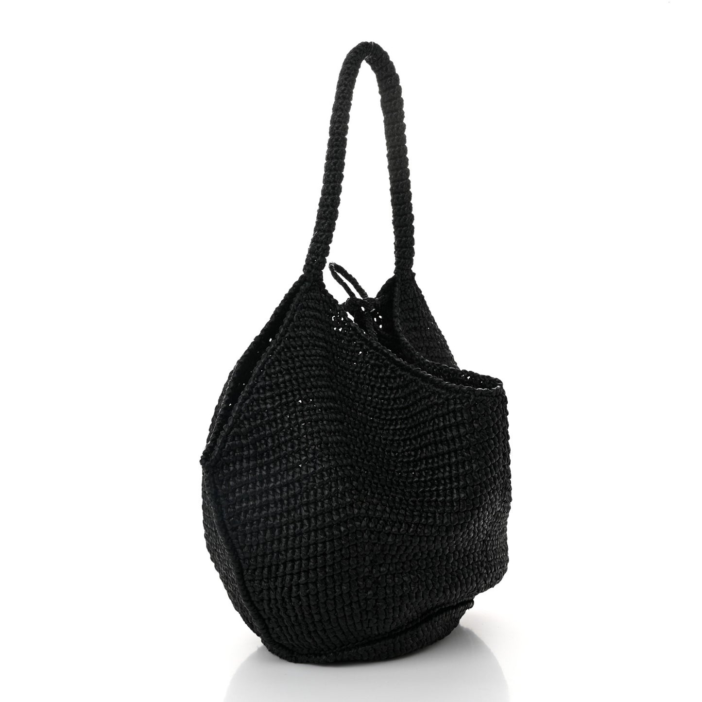 Raffia Medium Lotus Tote Black