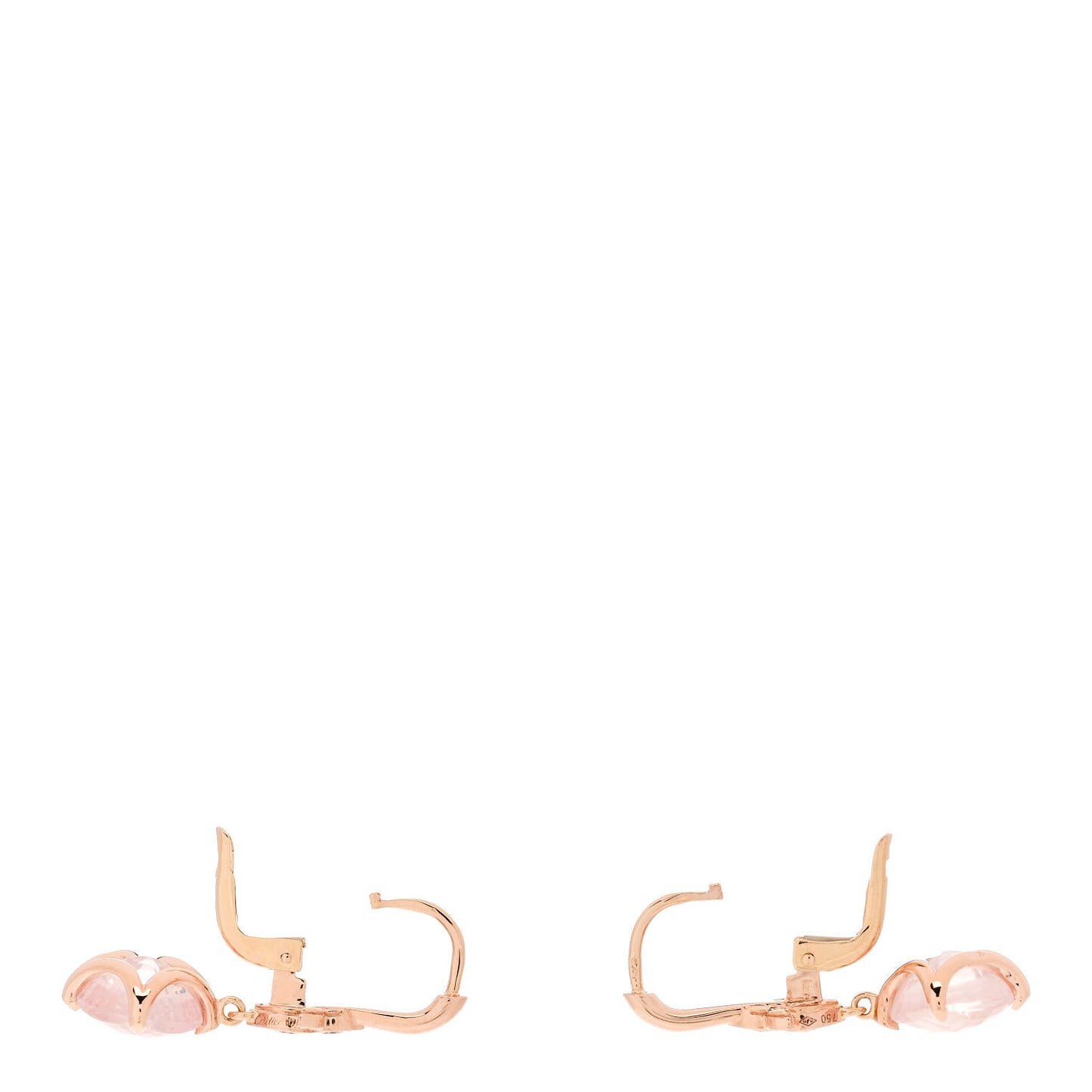 18K Pink Gold Diamond Rose Quartz Inde Mysterieuse Earrings