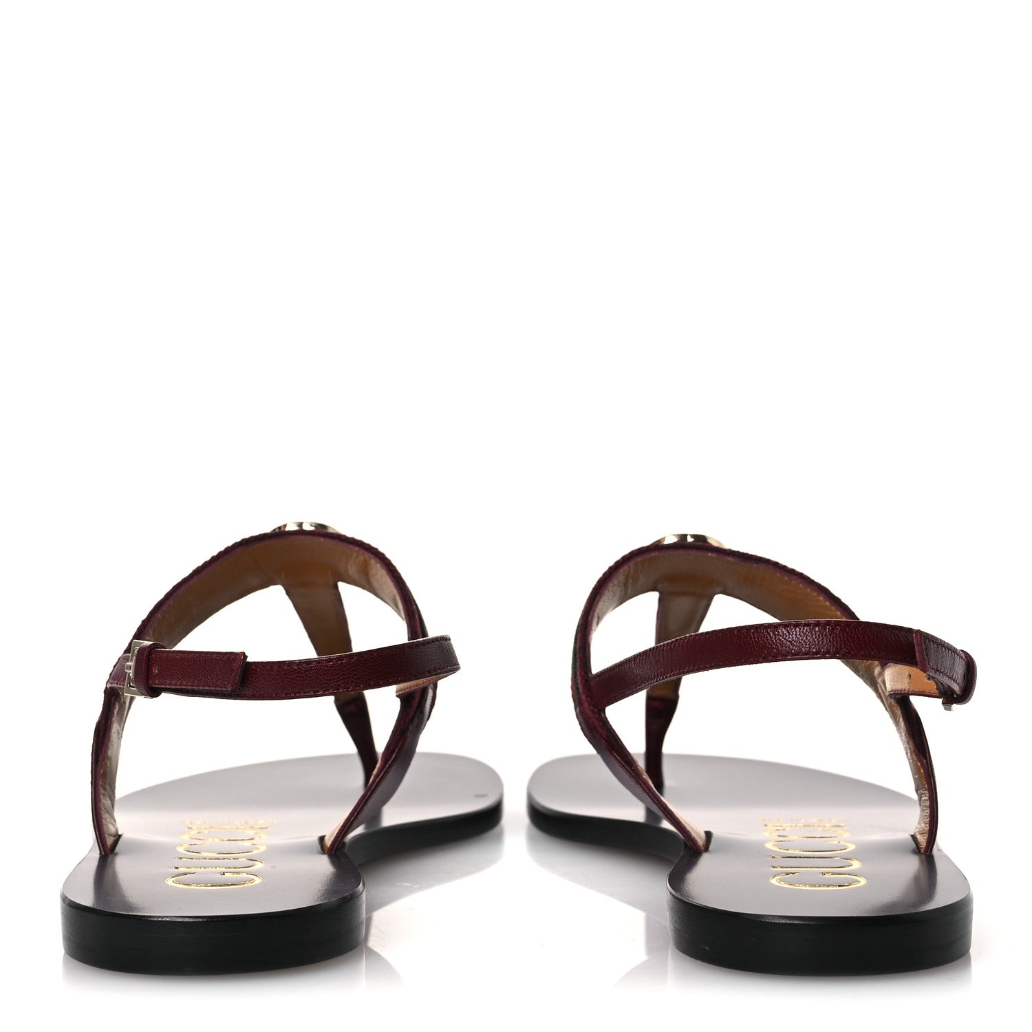 Gucci New Canvas GG Malaga Kid Web Interlocking G Womens Thong Sandals 37 Rosso Ancora 6 of 11