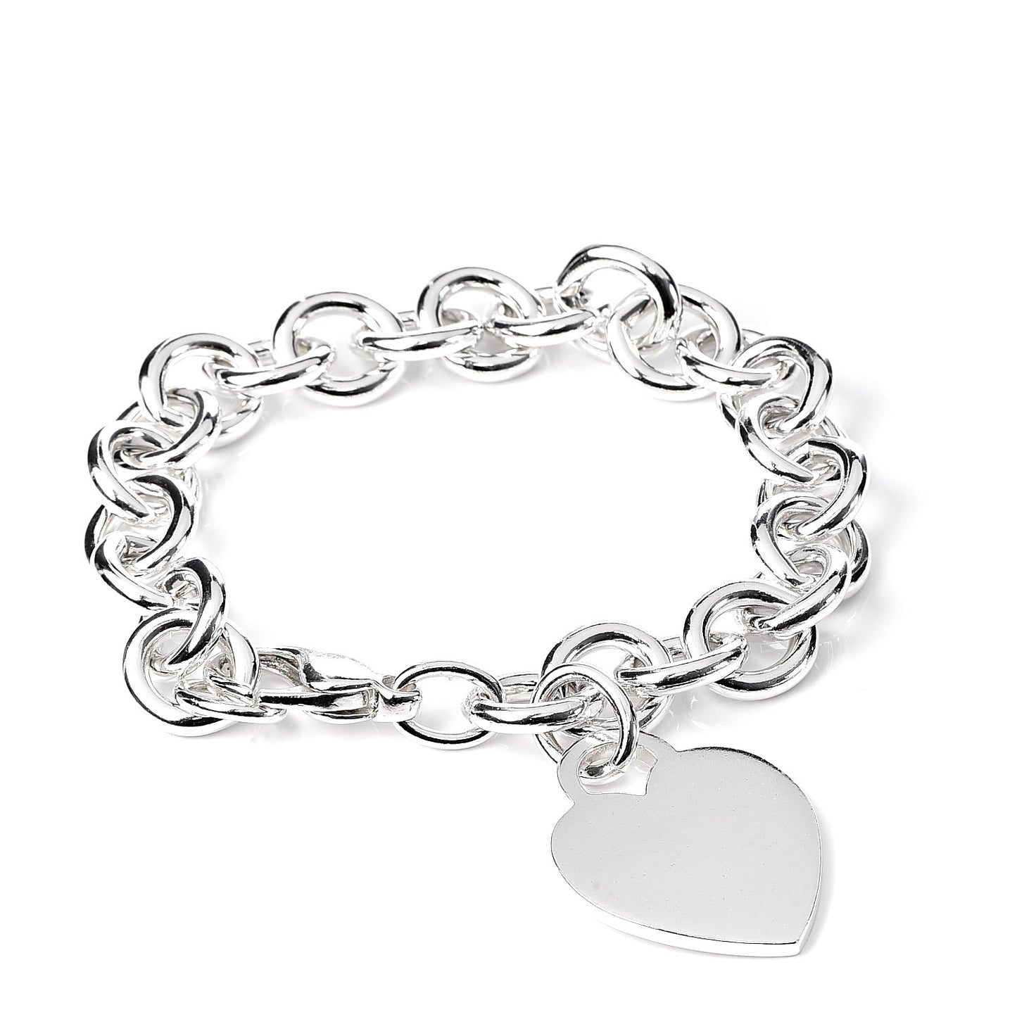 Sterling Silver Heart Tag Charm Bracelet