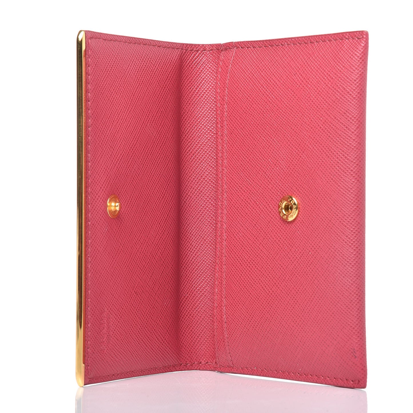 Saffiano Metal Bar Flap Wallet Peonia