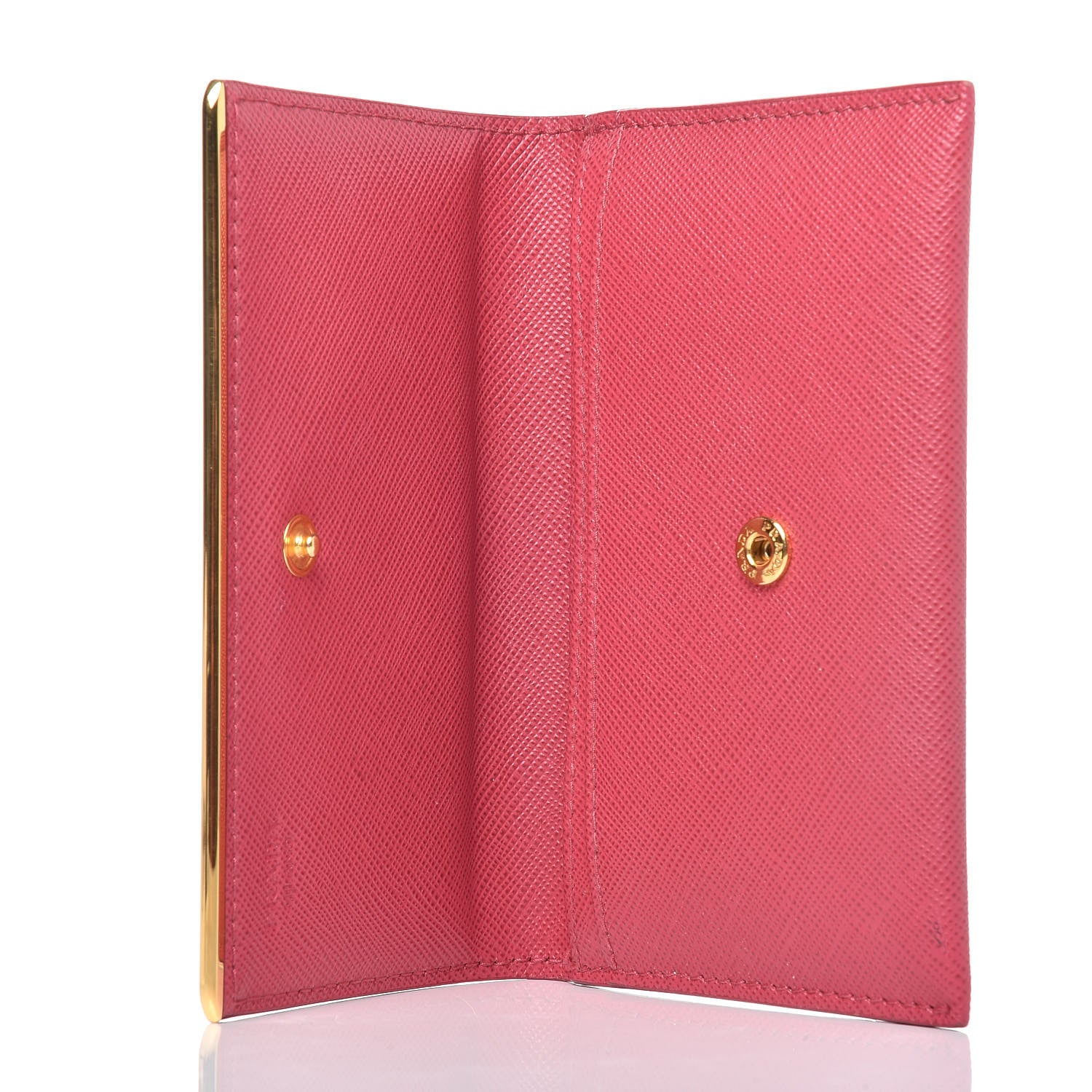 Prada Saffiano Metal Bar Flap Wallet Peonia 5 of 10