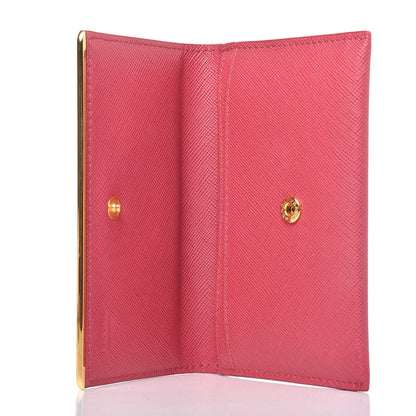 Prada Saffiano Metal Bar Flap Wallet Peonia 5 of 10