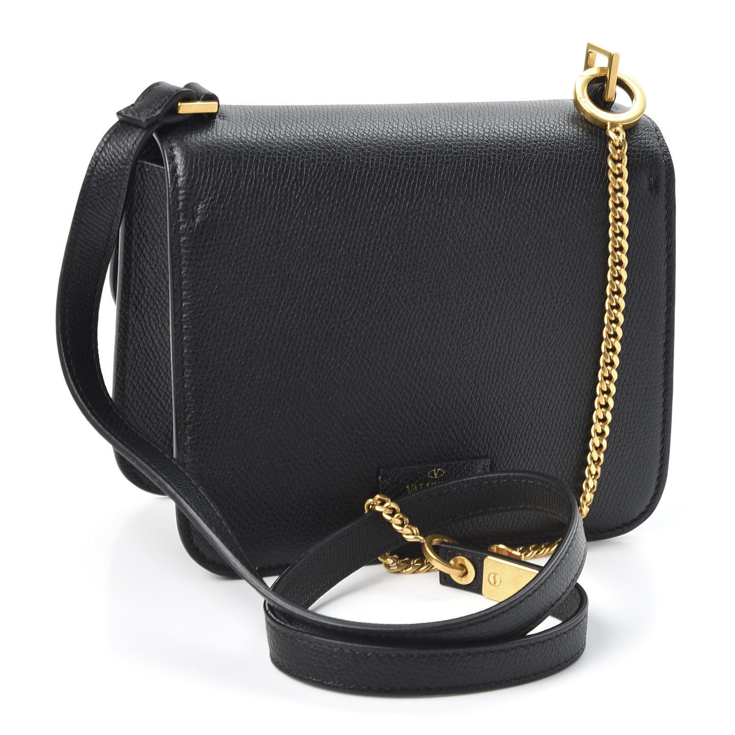 Grainy Calfskin Small VSling Shoulder Bag Black
