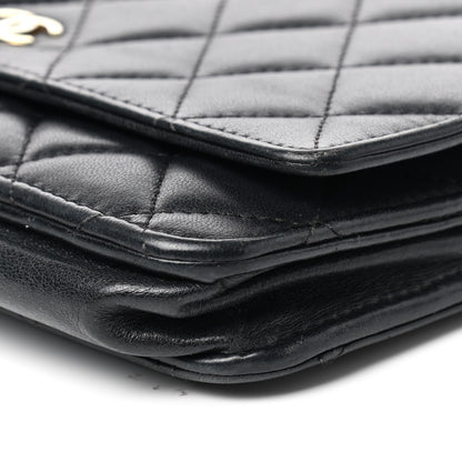 Chanel Lambskin Quilted Wallet On Chain WOC Black 6 of 15