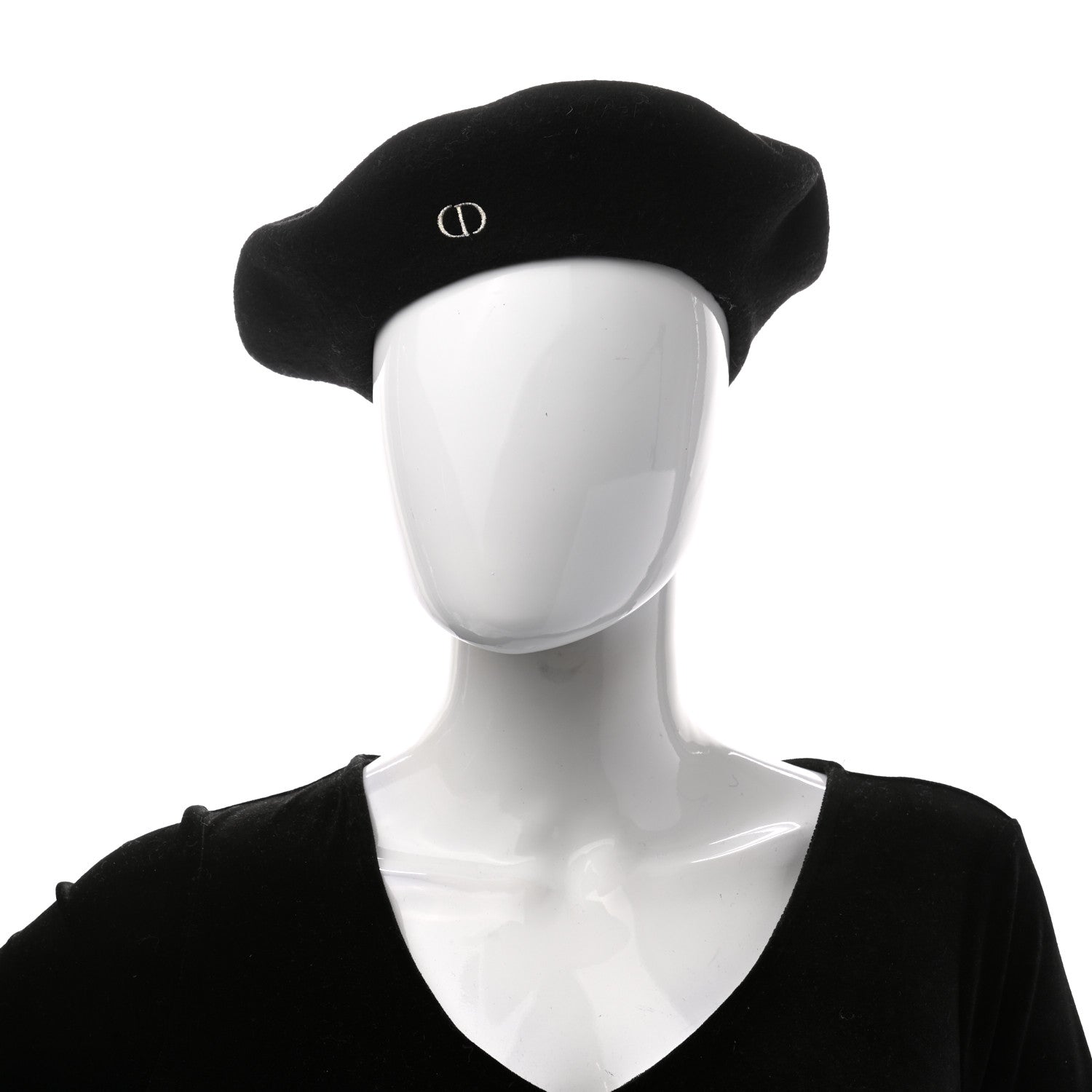 Christian Dior Wool Beret T4 Black 2 of 8