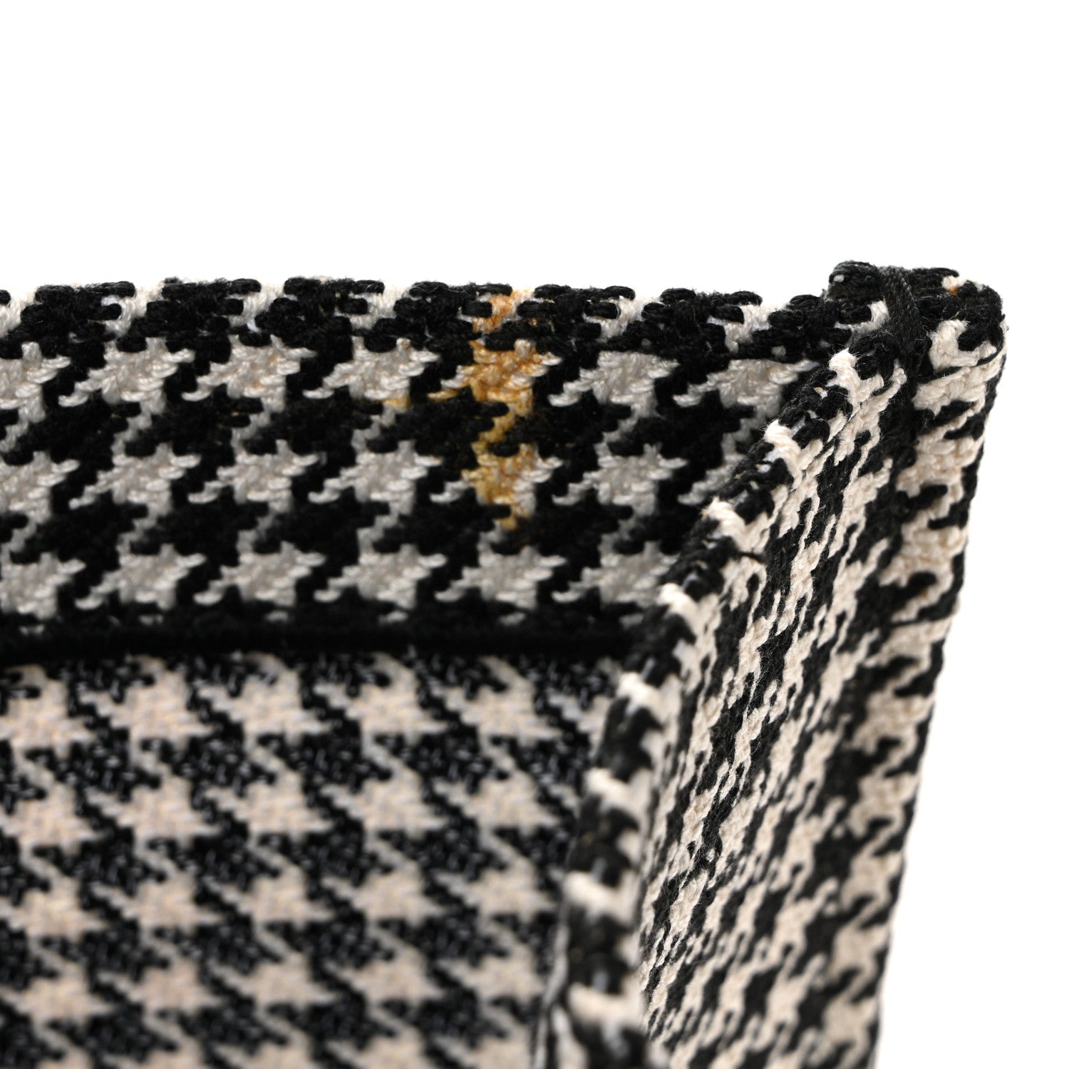 Christian Dior Canvas Houndstooth Embroidered Large Book Tote Black White 11 of 12