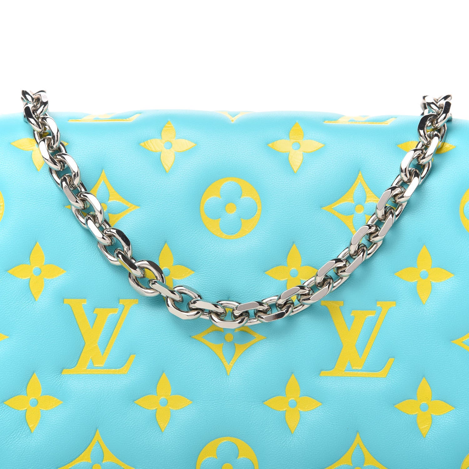 Louis Vuitton Lambskin Embossed Monogram Vuittamins Pochette Coussin Menthe Jaune 9 of 11