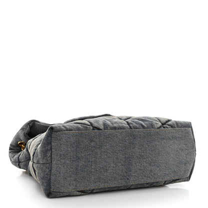 Saint Laurent Denim Quilted Medium Loulou Puffer Monogram Chain Satchel Blue Cinnamon 4 of 9