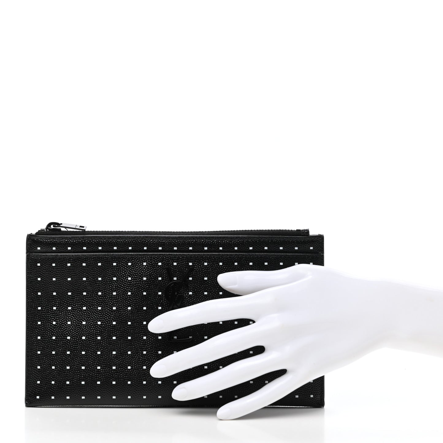 Grain De Poudre Square Dot Zip Bill Pouch Black White