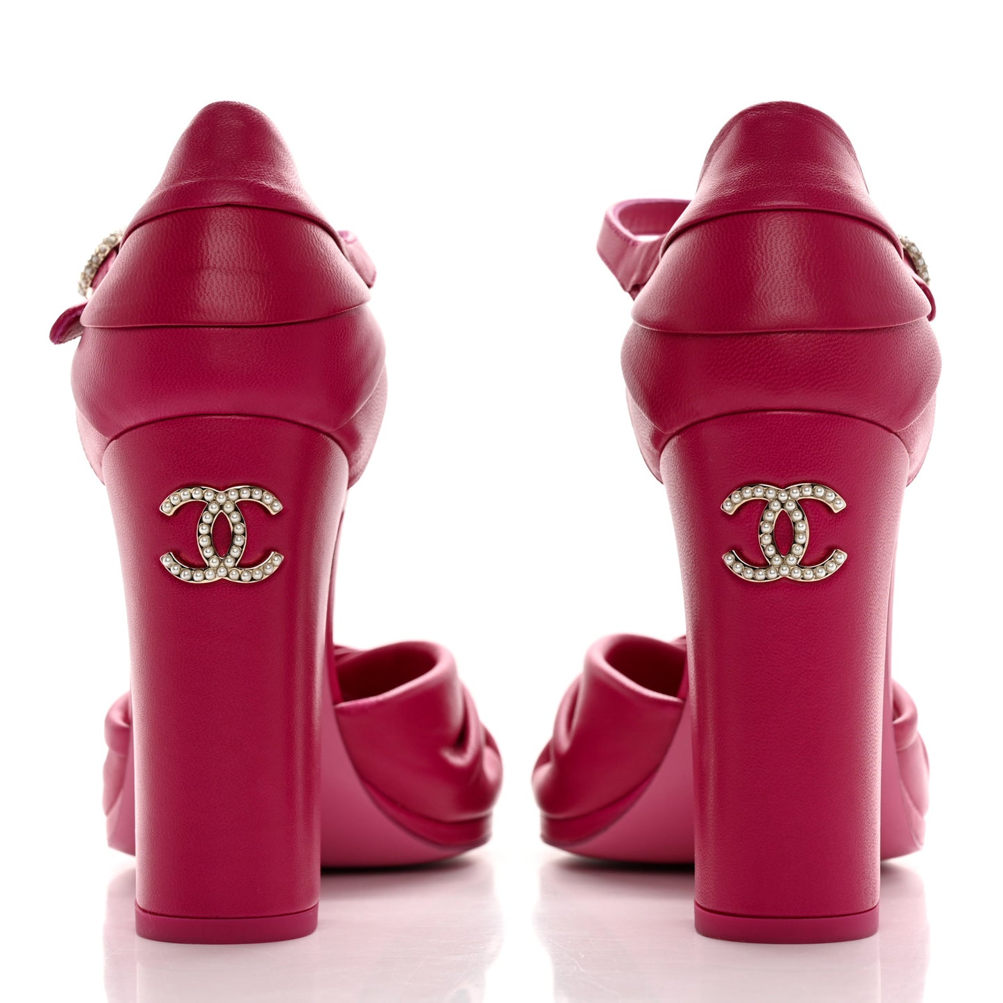 Lambskin Pearl CC Sandals 38 Pink