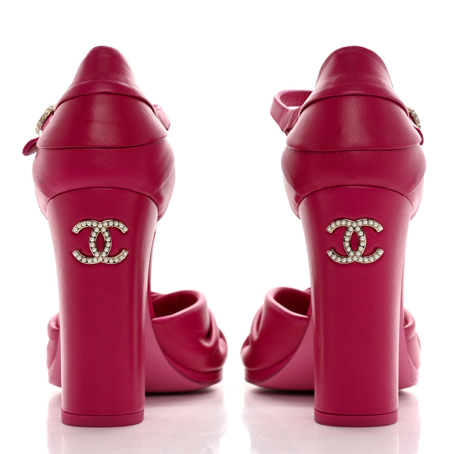 Chanel Lambskin Pearl CC Sandals 38 Pink 4 of 10