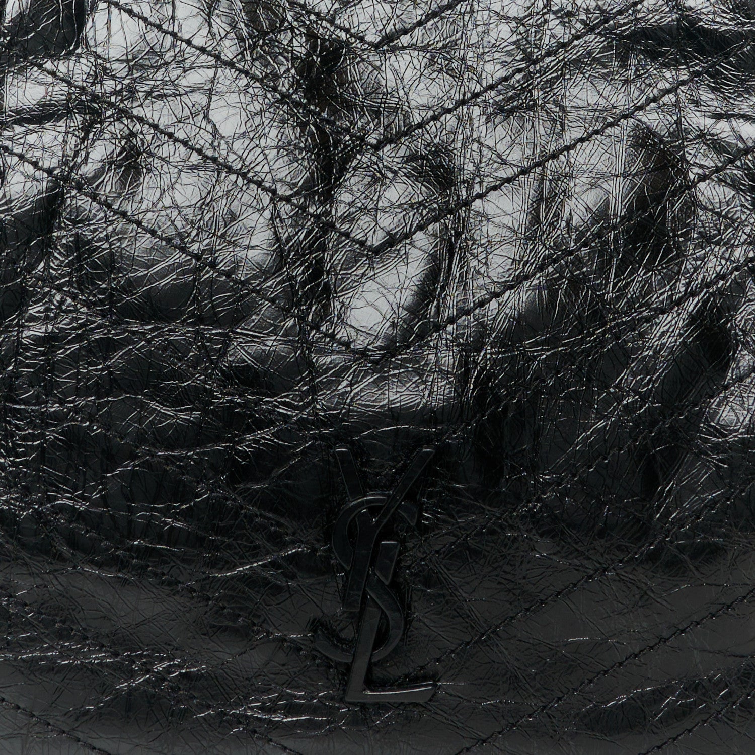 Saint Laurent Crinkled Calfskin Matelasse Monogram Medium Niki Shopper Tote Black 8 of 11