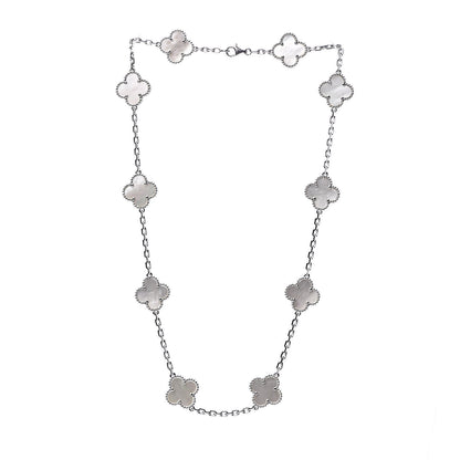 Van Cleef & Arpels 18K White Gold Mother of Pearl 10 Motifs Vintage Alhambra Necklace 3 of 5
