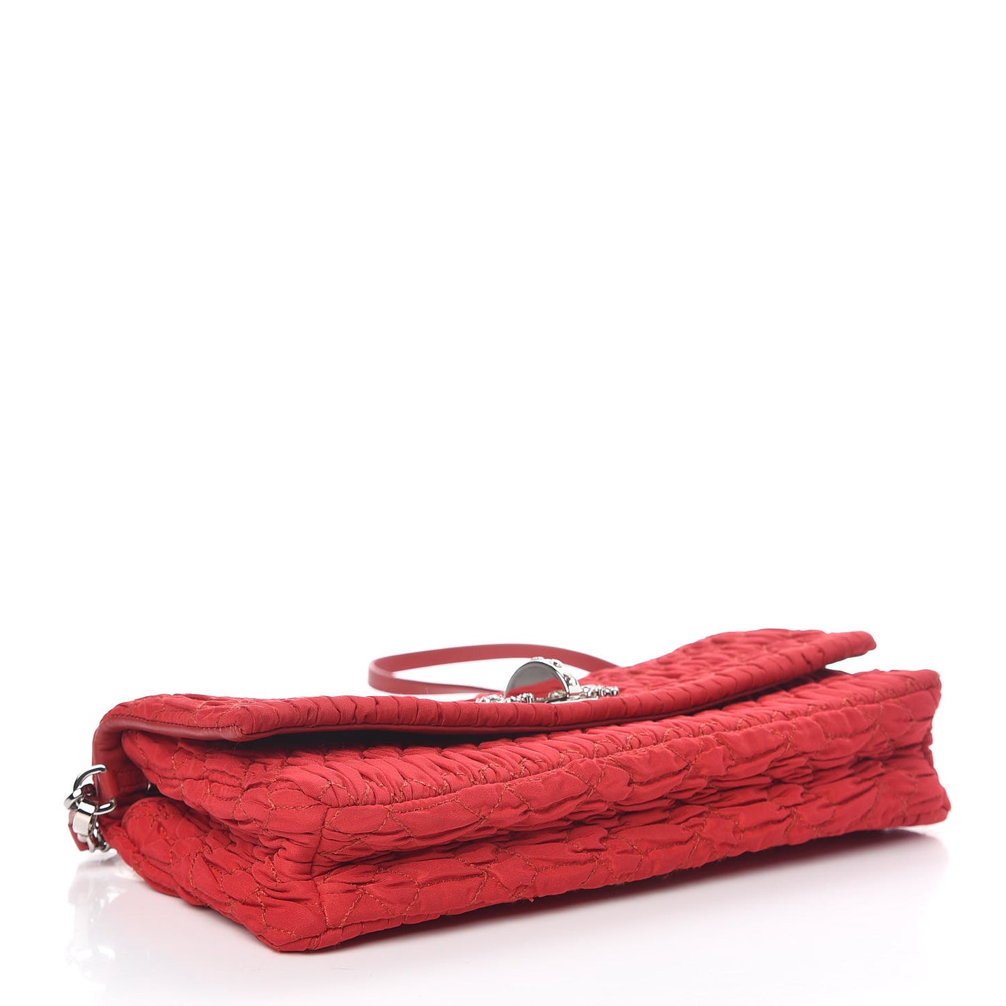Faille Matelasse Crystal Flap Clutch Fuoco