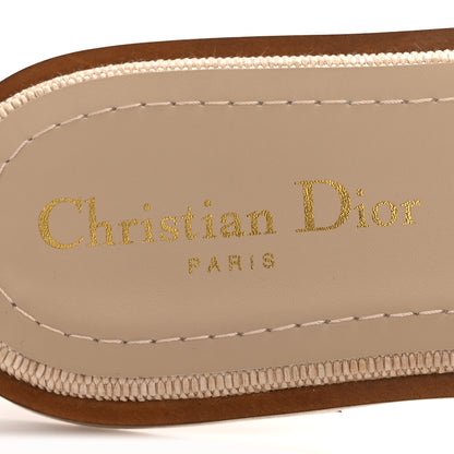 Christian Dior Straw Embroidered Dway Flat Slide Sandals 38 Natural Black 8 of 9