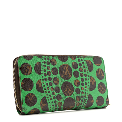 Louis Vuitton Monogram Kusama Pumpkin Dots Zippy Wallet Green 3 of 12