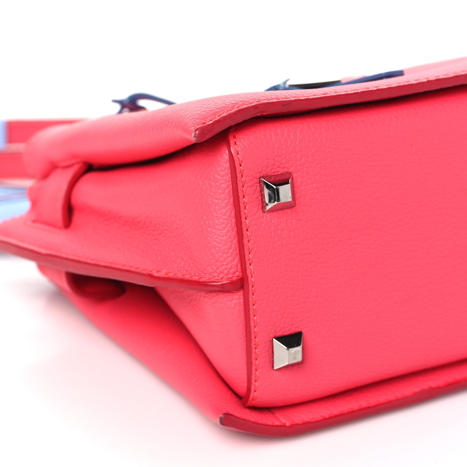 MCM Grained Calfskin Mini Milla Tote Hot Pink Blue 8 of 16
