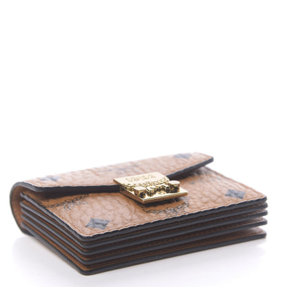 MCM Visetos Mini Accordion Card Wallet Cognac 4 of 7
