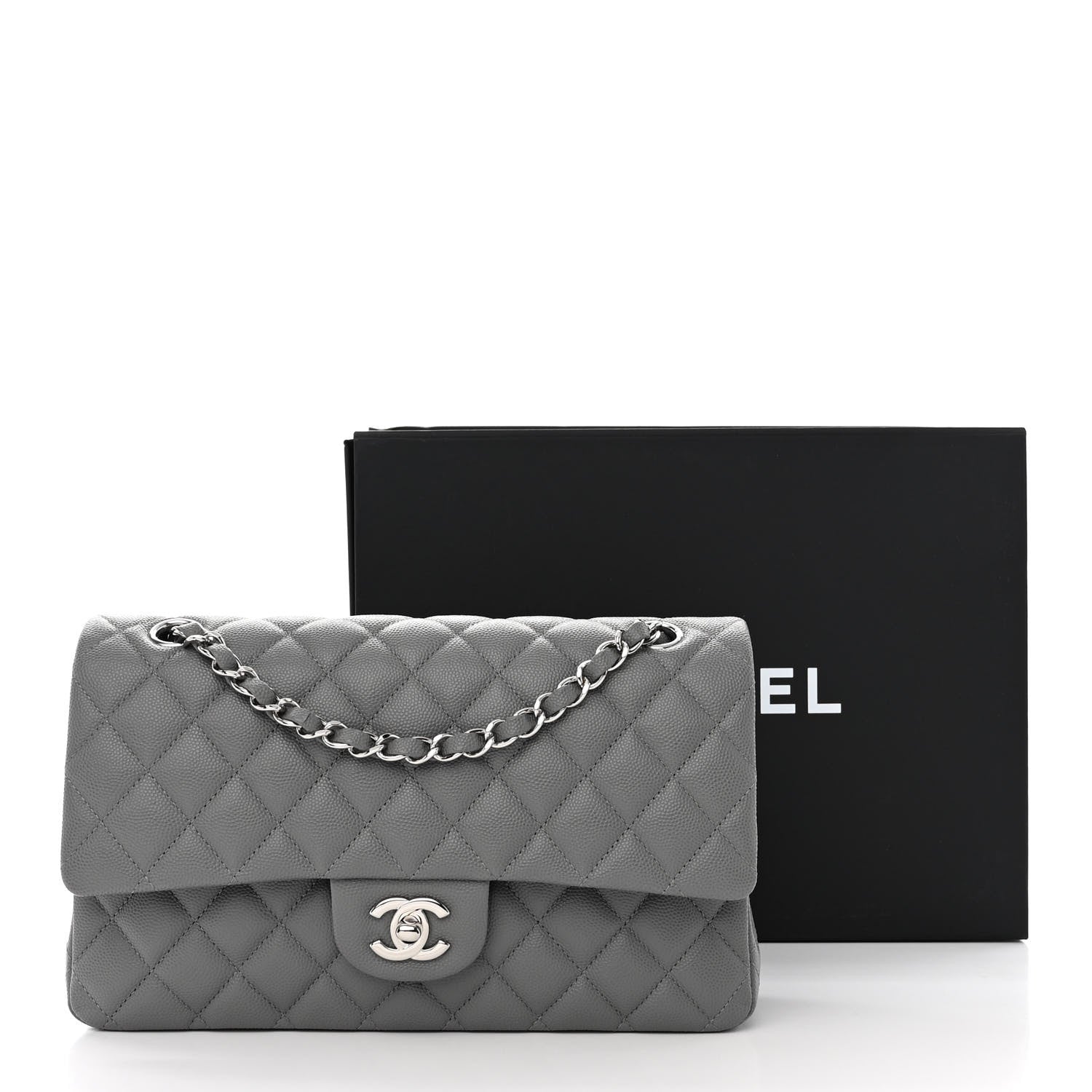Chanel Caviar Quilted Medium Double Flap Grey 11 of 11