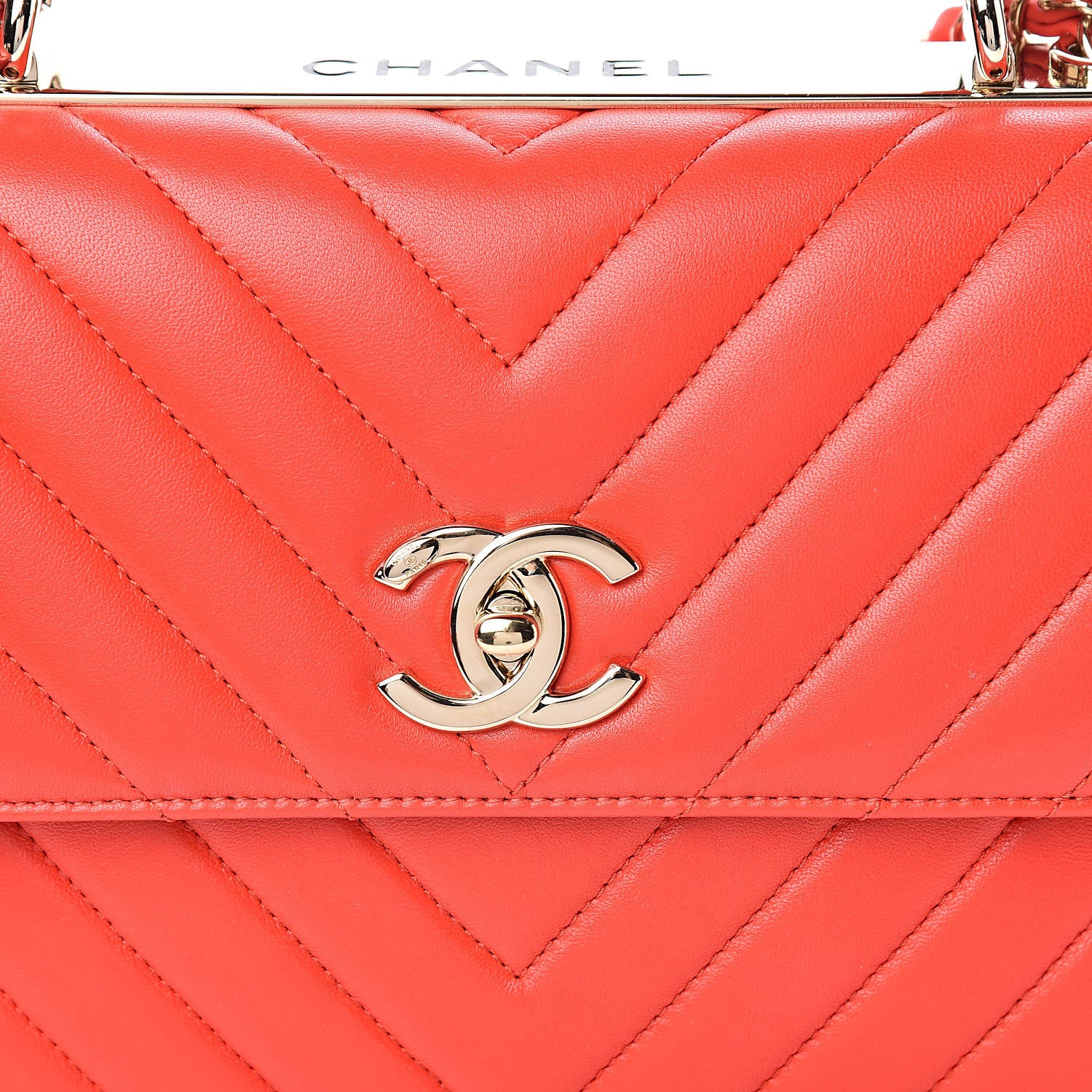 Chanel Lambskin Chevron Quilted Small Trendy CC Dual Handle Flap Bag Red 10 of 10