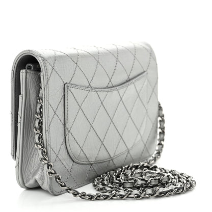 Chanel Metallic Aged Calfskin Quilted Reissue Wallet On Chain WOC Silver 3 of 15