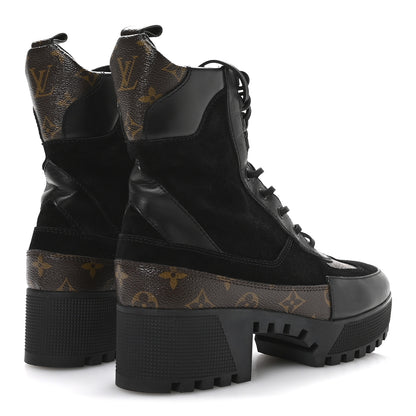 Louis Vuitton Suede Calfskin Monogram Laureate Platform Desert Boots 40.5 Black 5 of 9