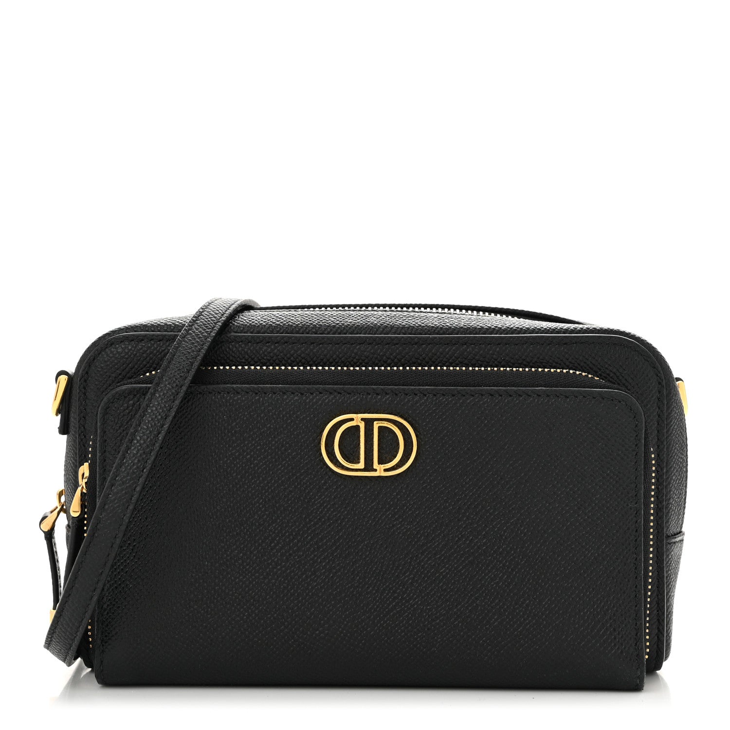 Christian Dior Grained Calfskin Caro Double Pouch Black 1 of 10