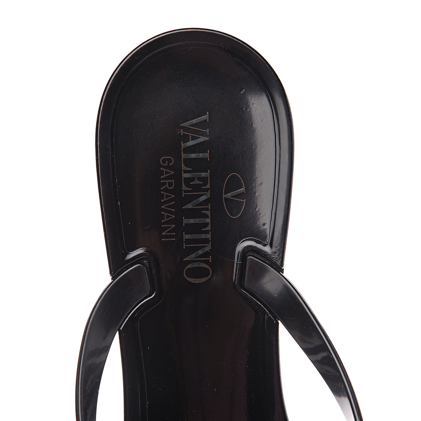 PVC Jelly Rockstud Bow Thong Sandals 40 Black