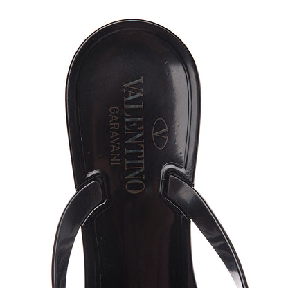 Valentino Garavani PVC Jelly Rockstud Bow Thong Sandals 40 Black 6 of 7
