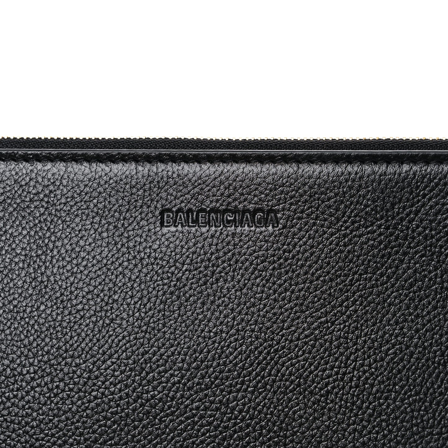 Calfskin Logo Medium Cash Pouch With Handle Black White