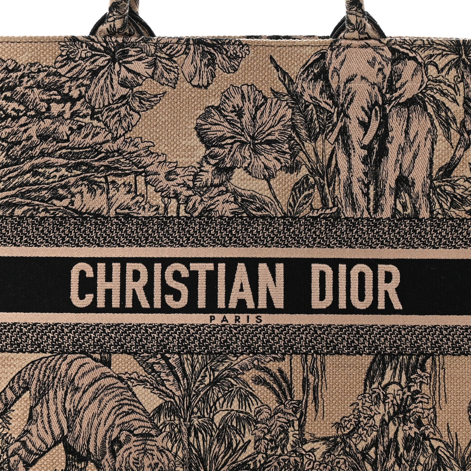 Christian Dior Canvas Embroidered Large Dioriviera Toile De Jouy Book Tote Black 8 of 10