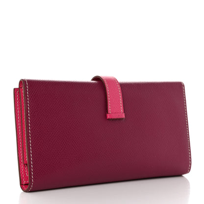 Hermes Epsom Bi-Color Tri-Fold Bearn Wallet Tosca Rose Tyrien 3 of 9