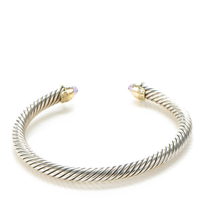 David Yurman Sterling Silver 14K Yellow Gold Amethyst 5mm Cable Classics Petite Color Bracelet 3 of 5