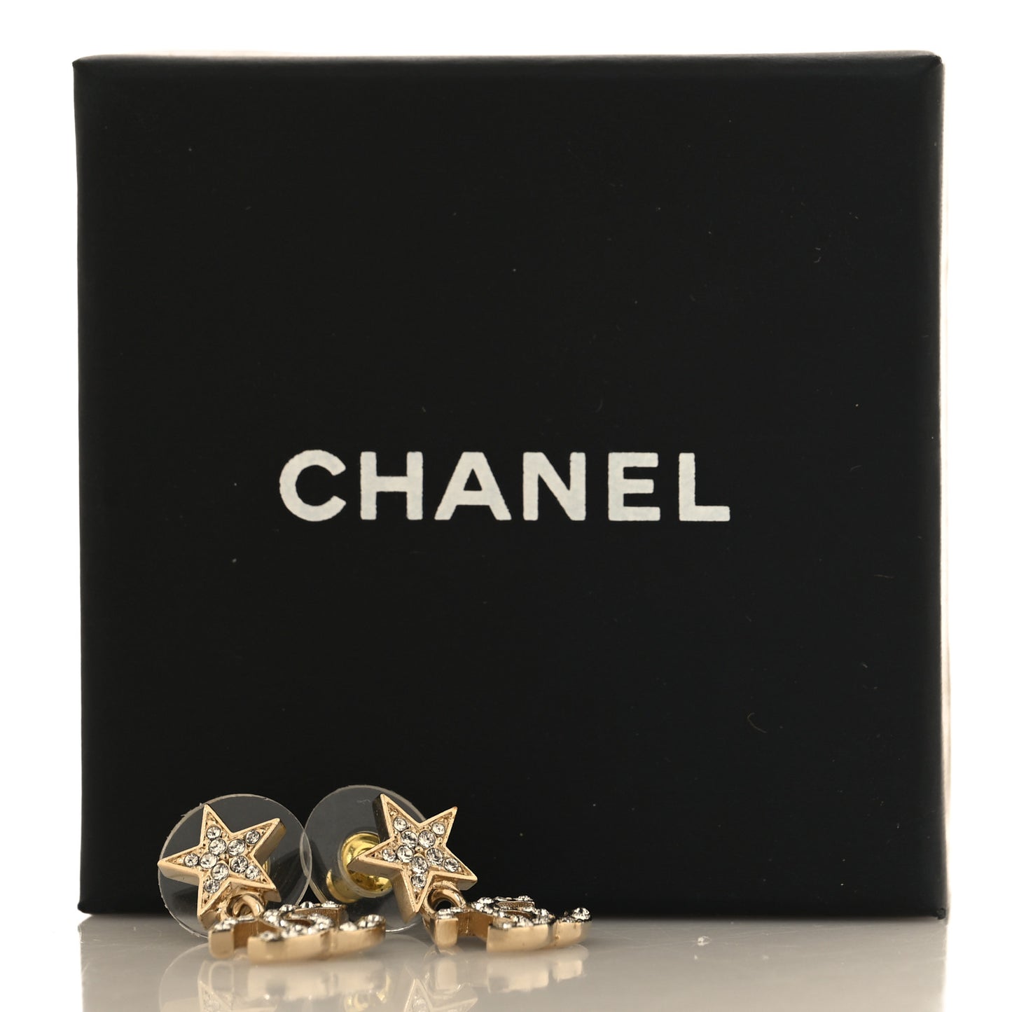 Crystal CC Star Drop Earrings Gold
