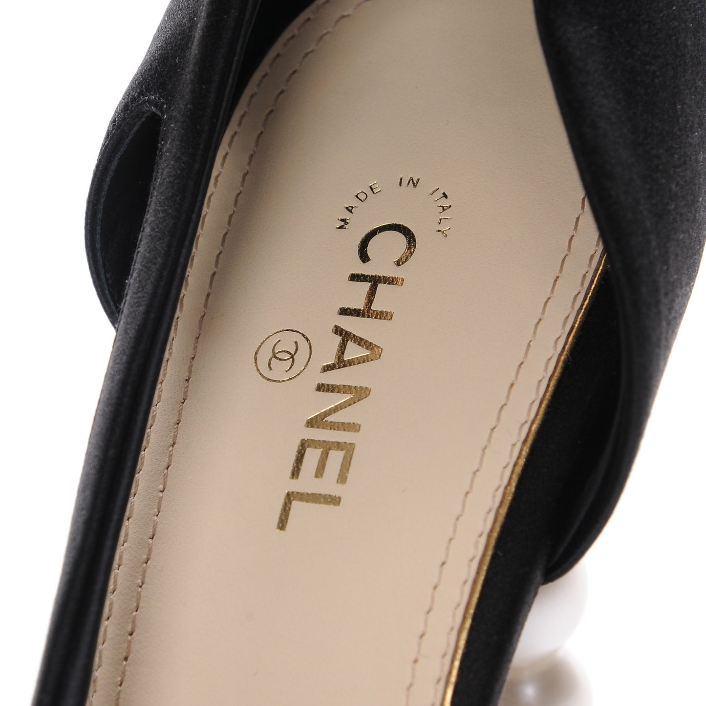 Satin Grosgrain Cap Toe Pearl Pumps 42 Black