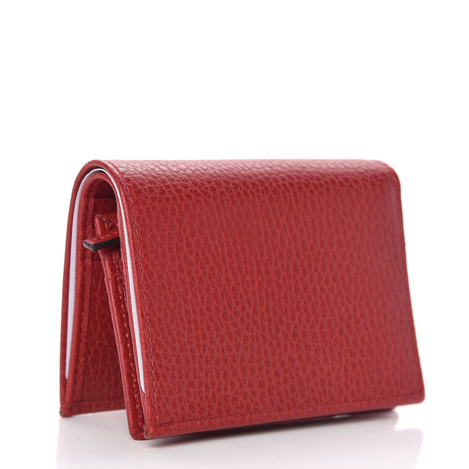 Gucci Pebbled Calfskin GG Marmont Card Case Hibiscus Red 3 of 8