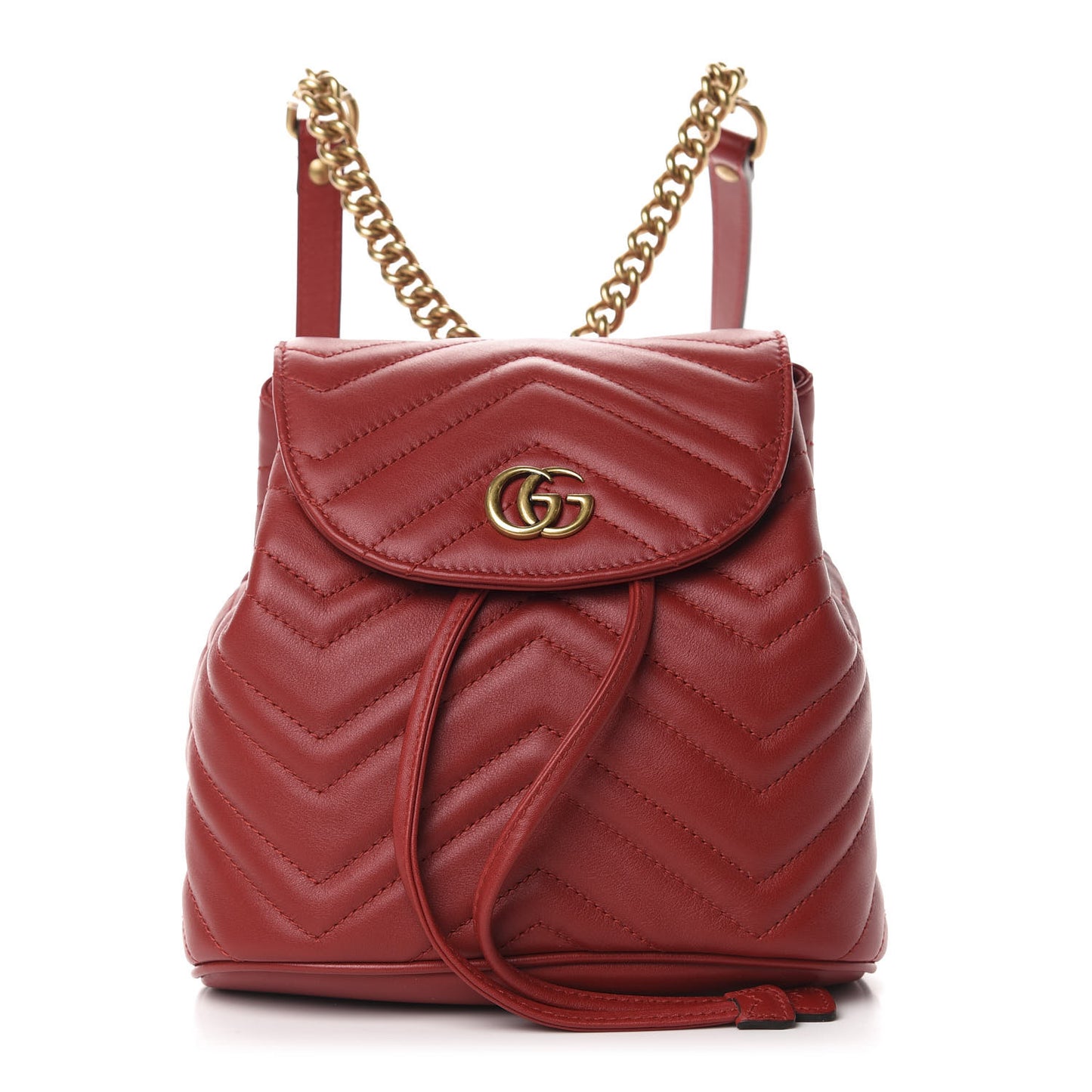 Calfskin Matelasse GG Marmont Flap Backpack Hibiscus Red