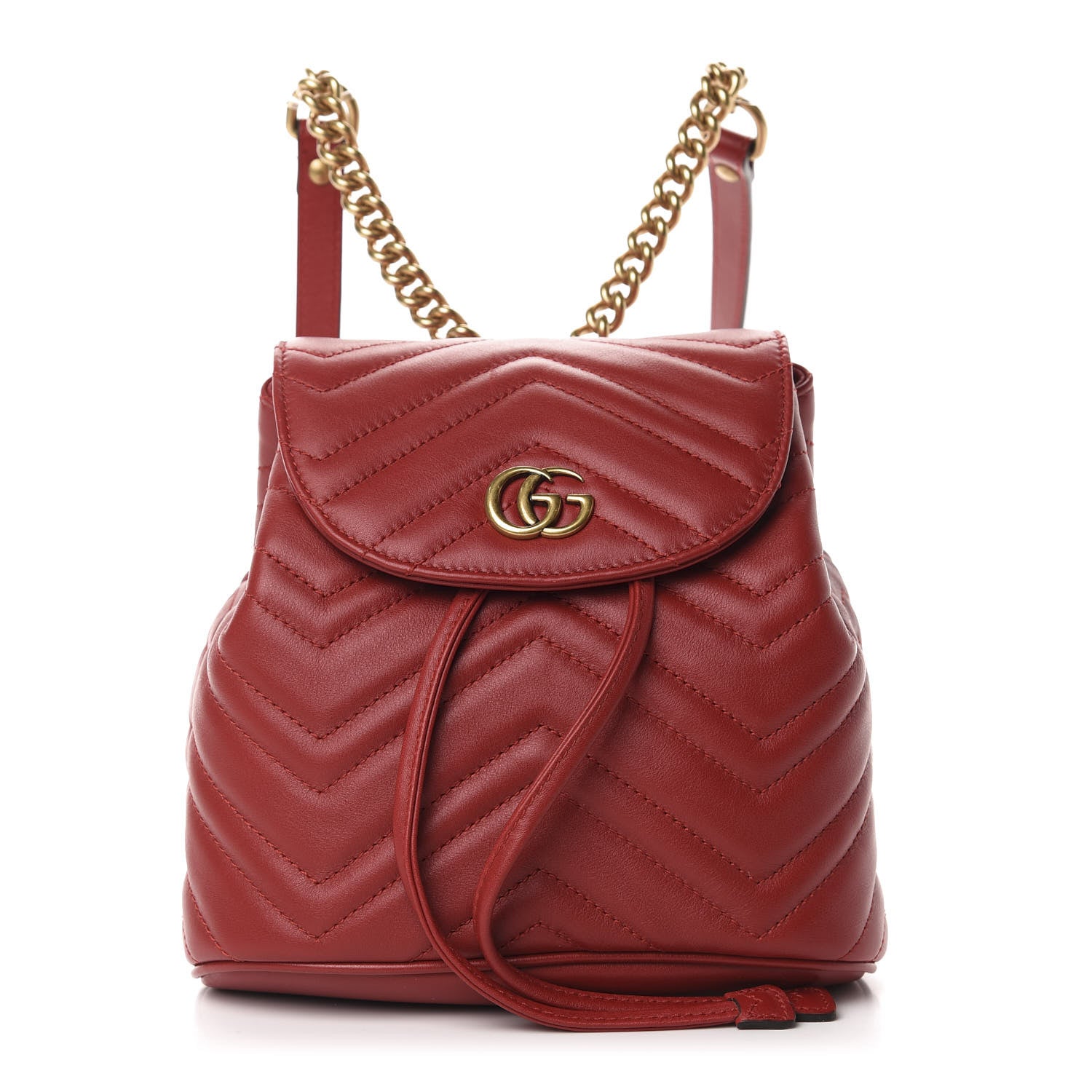 Gucci Calfskin Matelasse GG Marmont Flap Backpack Hibiscus Red 1 of 8
