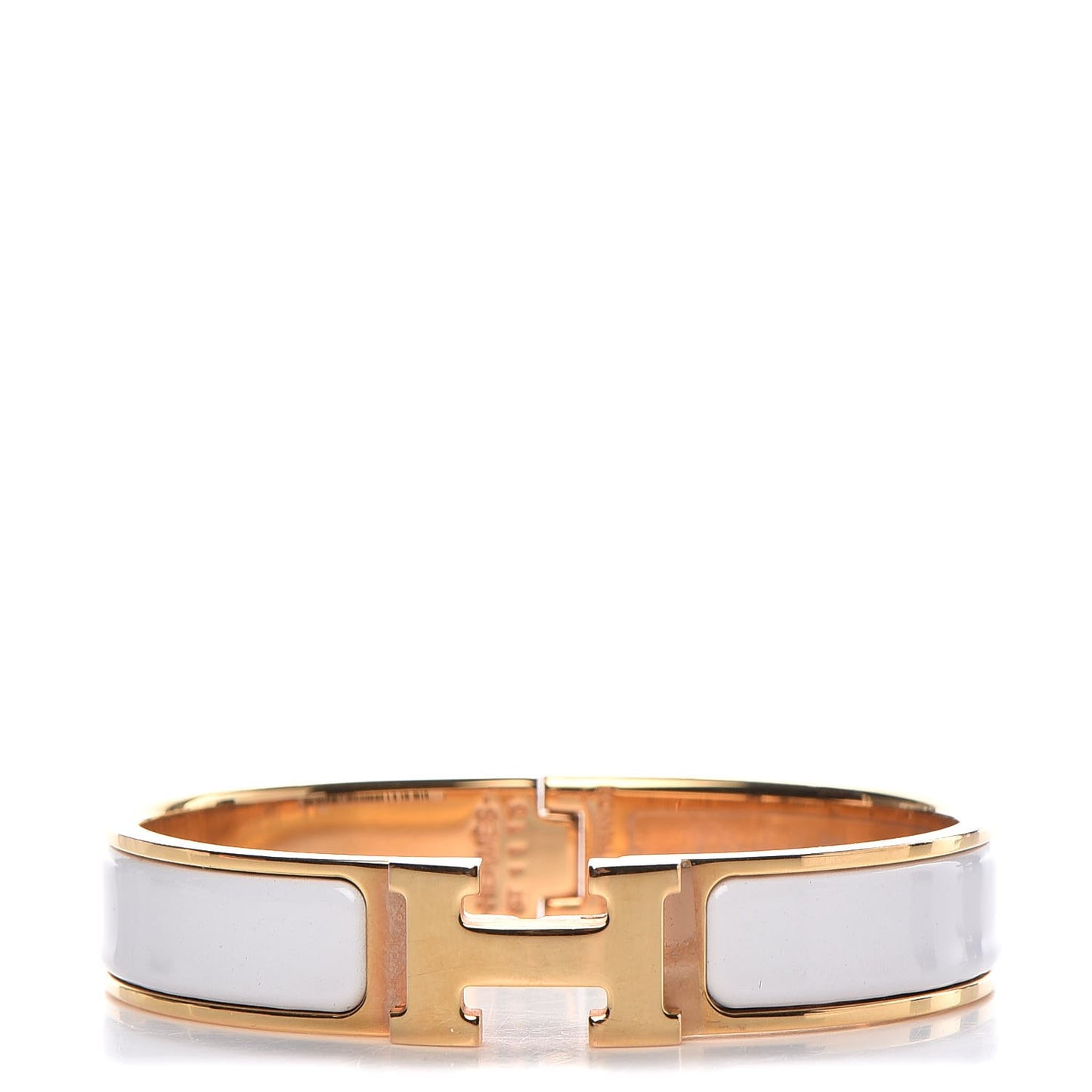 Enamel Narrow Clic Clac H Bracelet PM White