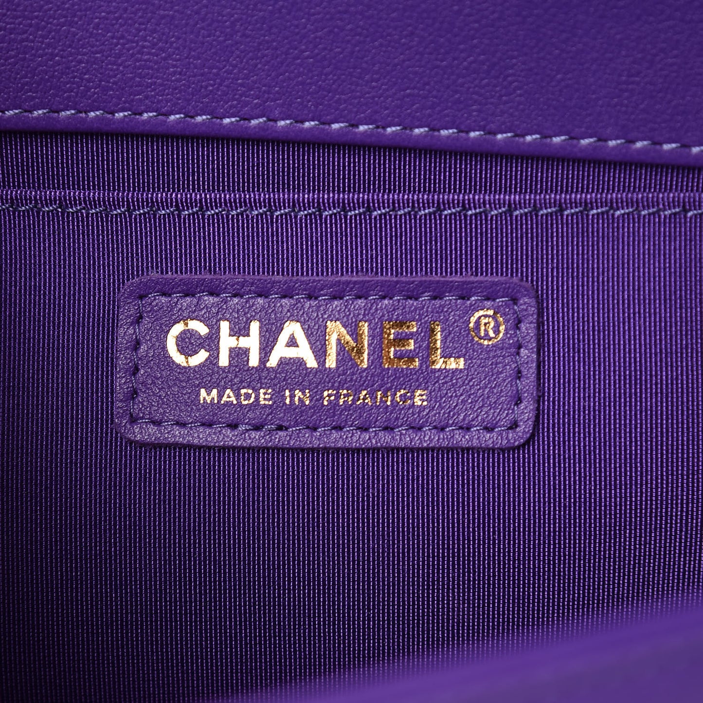 Calfskin Quilted Medium Boy Flap Purple
