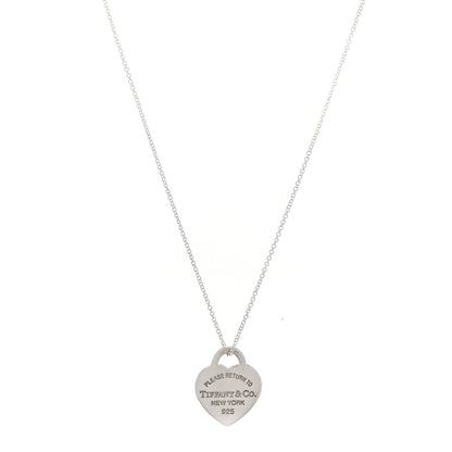 Tiffany Sterling Silver Enamel Small Return to Tiffany Heart Pendant Necklace Blue 1 of 7