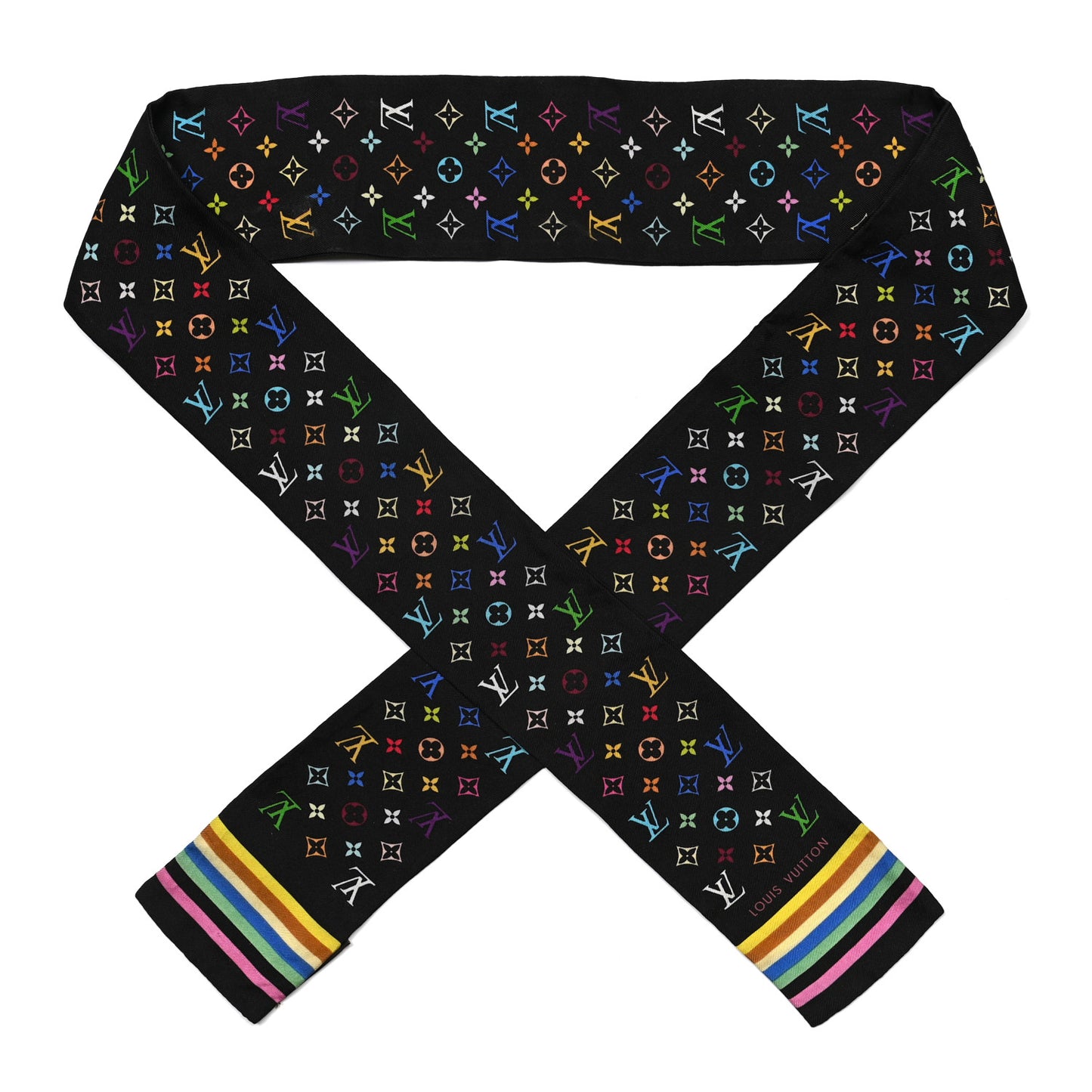 Silk Monogram Multicolor Bandeau Black