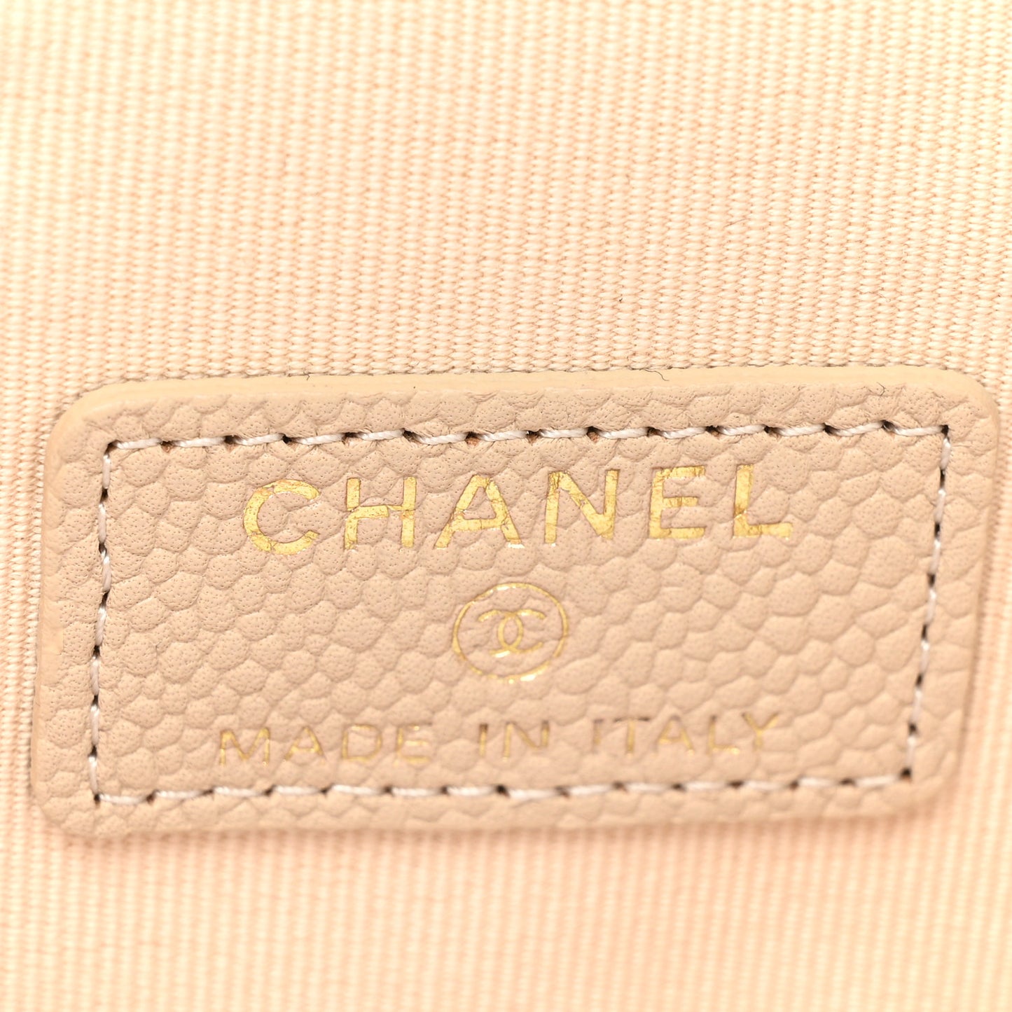 Caviar Quilted Tiny CC Mini Vanity Case With Chain Beige