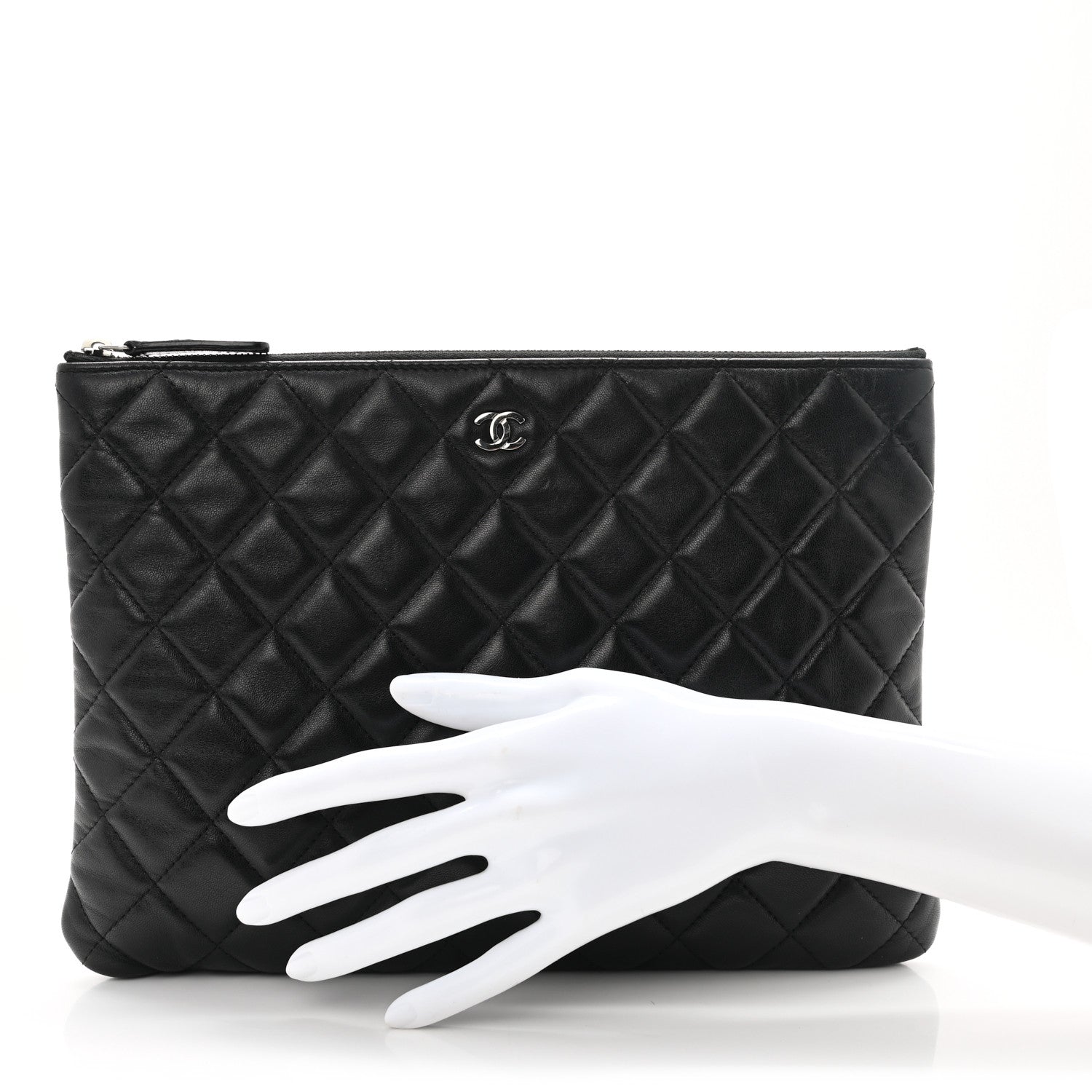 Chanel Lambskin Quilted Medium Cosmetic Case Black 2 of 8