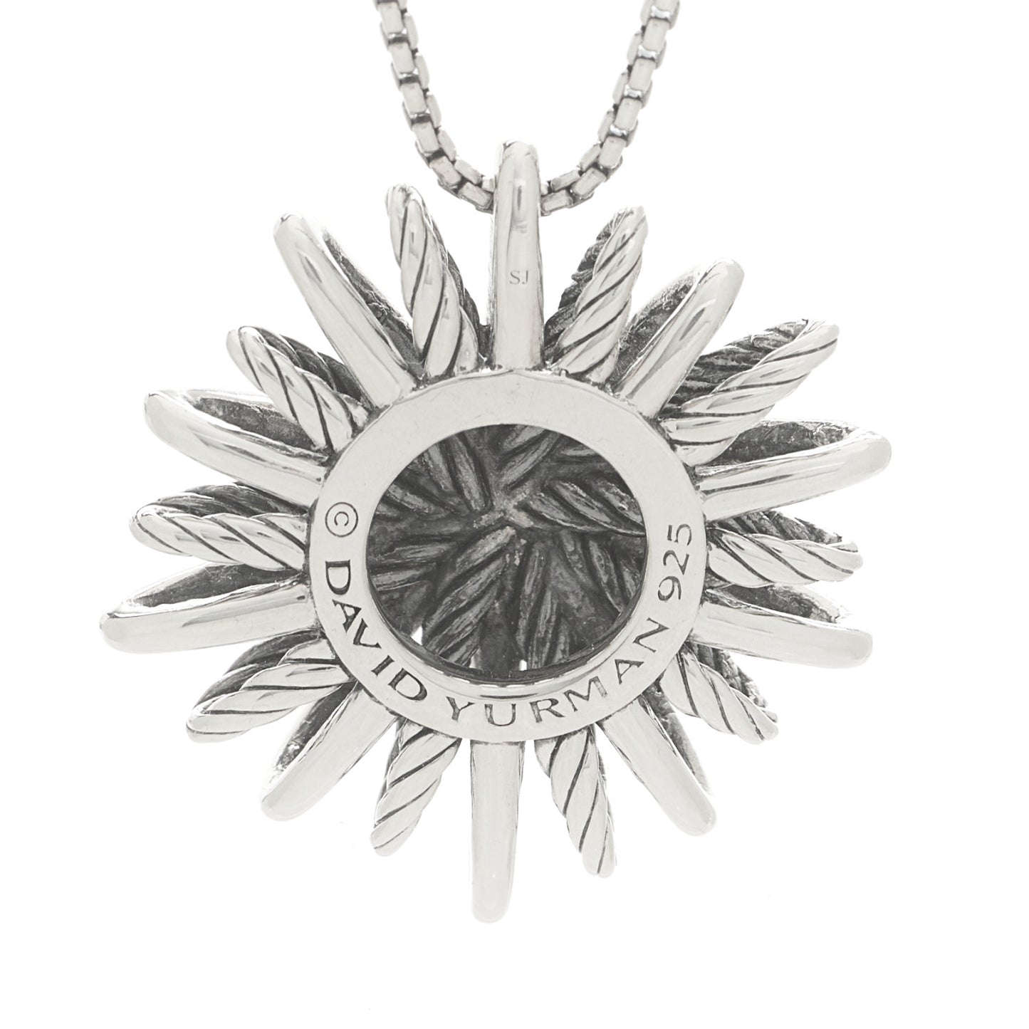 Sterling Silver Diamond Medium Starburst Pendant Necklace